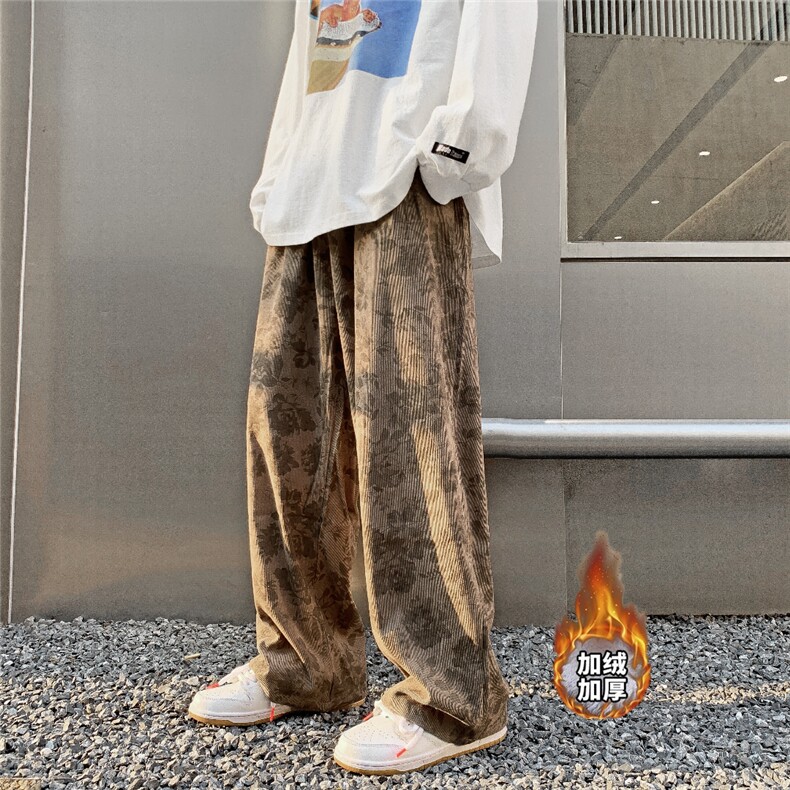 宽松型时尚潮牌男潮休闲裤直筒简约冬季运动裤长裤K7059加绒P40,男装休闲裤,星座1116-2