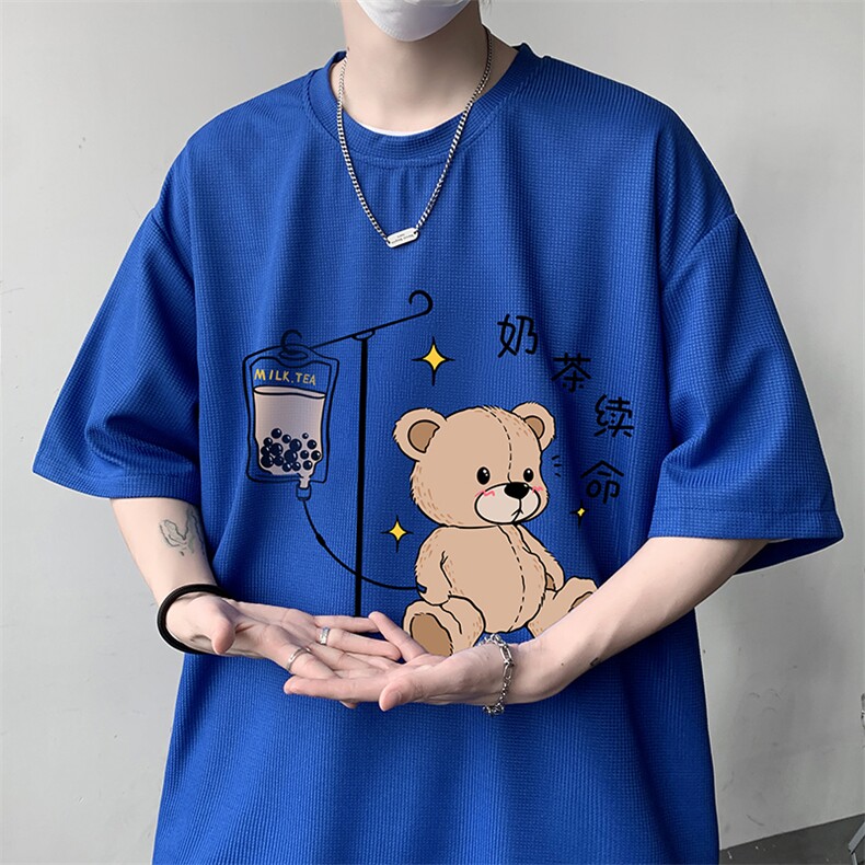 HT73194-P22华夫格t恤男短袖男大码五分袖大皂风,男装T恤,电商A040