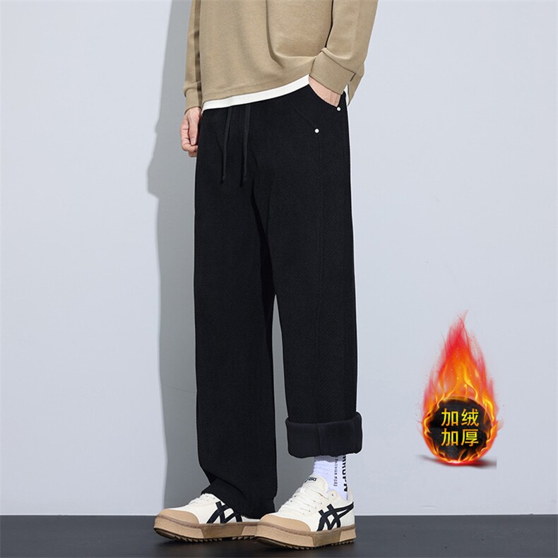 上新冬季加绒加厚华夫格设计感潮牌青少年运动裤子CK851加绒P48，女装休闲裤，星座301B-2（原A443-1）