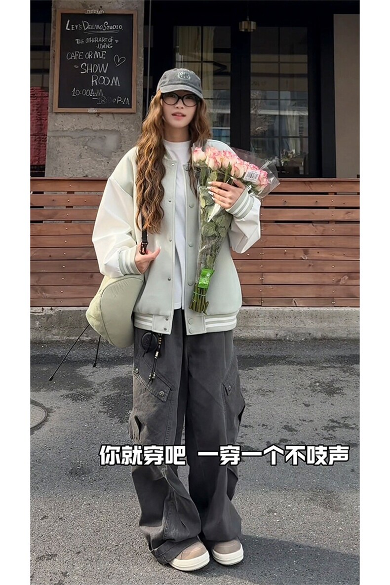 2026春季新款C7069-TP45不撞色插肩袖休闲设计感棒球服夹克,男装夹克,电商A102