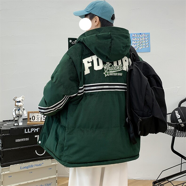 冬季学生加绒加厚连帽棉衣时尚潮牌棉服外套男士8139-P145控价188,男装棉衣,电商A441-1