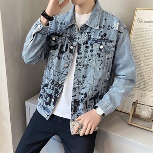 JK823-p90-限价138现货店主风牛仔夹克肥仔量足破洞印花大码，男装夹克，星座103A