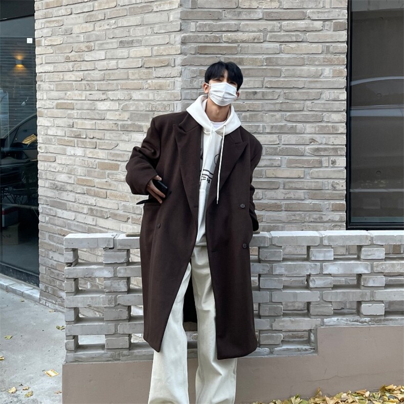816b-DY1013-P125冬季毛呢大衣男韩版过膝加厚呢子外套休闲风衣,男装毛呢大衣,星座816B