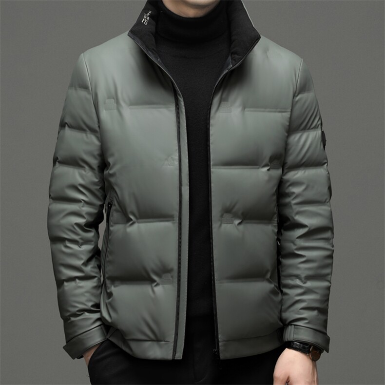 无帽立领羽绒服男冬季新款加厚保暖上衣中青年男士商务休闲外套,男装羽绒服,电商B212（原钱塘6029）