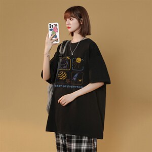 中性风短袖t恤男刺绣学生纯棉宽松416B-1-DT217-P25 限39图片