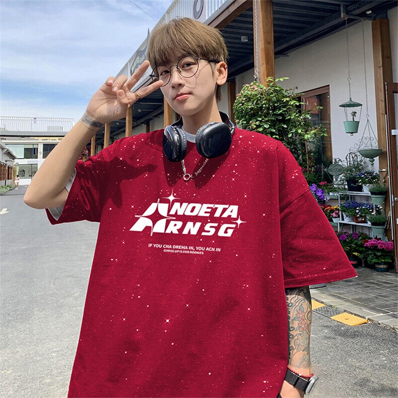 可48小时发货支持抖音得物来样二开美式满天星亮片短袖T恤MTX694,男装T恤,电商A486