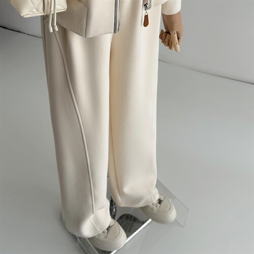 时尚网红春款套装洋气减龄拉链竖纹开衫外套阔腿卫裤运动两件套潮，女装套装/套裙，江南