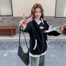 2C050-9006-P155-K228秋季新款拼色针织外套，女装短外套，2C050