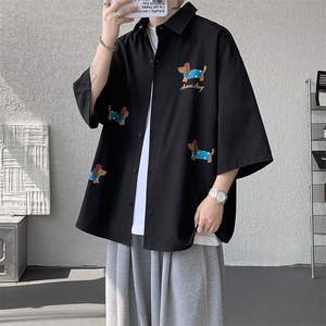 已下单CS1137-特批26控58夏季短袖印花速干冰丝大码外套衬衫