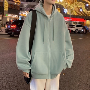 H172P65加绒70重磅连帽宽松卫衣棉质男春秋季美式潮牌休闲拉链图片