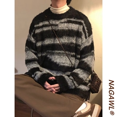 “费尔岛花纹”法式复古提花针织开衫25早春宽松蓬松羊毛毛衣外套，男装针织衫/毛衣，星座218-8