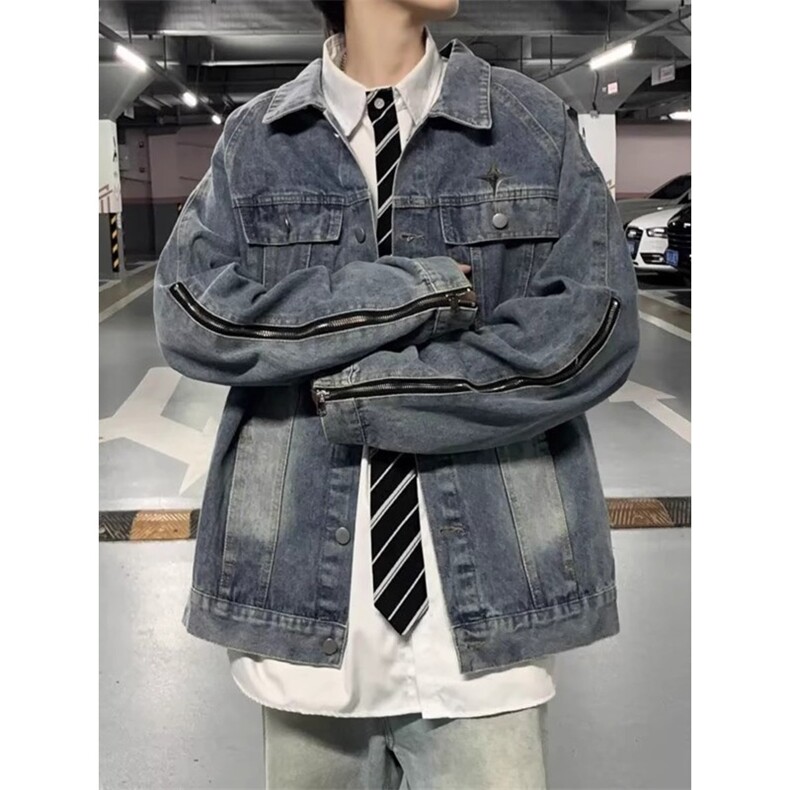 JK8609-P59美式复古水洗牛仔外套男春季设计感潮牌高街情侣宽松,男装工装外套,电商B323A