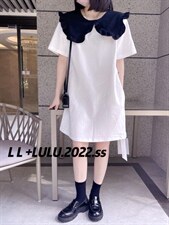 花边领连衣裙，女装连衣裙，LL+