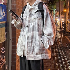 扎染牛仔夹克男春秋款高街ins港风休闲衣服秋季2025新款潮牌外套，男装工装外套，星座1210-1