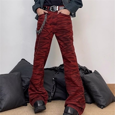 C646-P63安可拉红豹纹百搭阔腿牛仔裤男25秋季新款高腰宽松，男装牛仔裤，电商B323A
