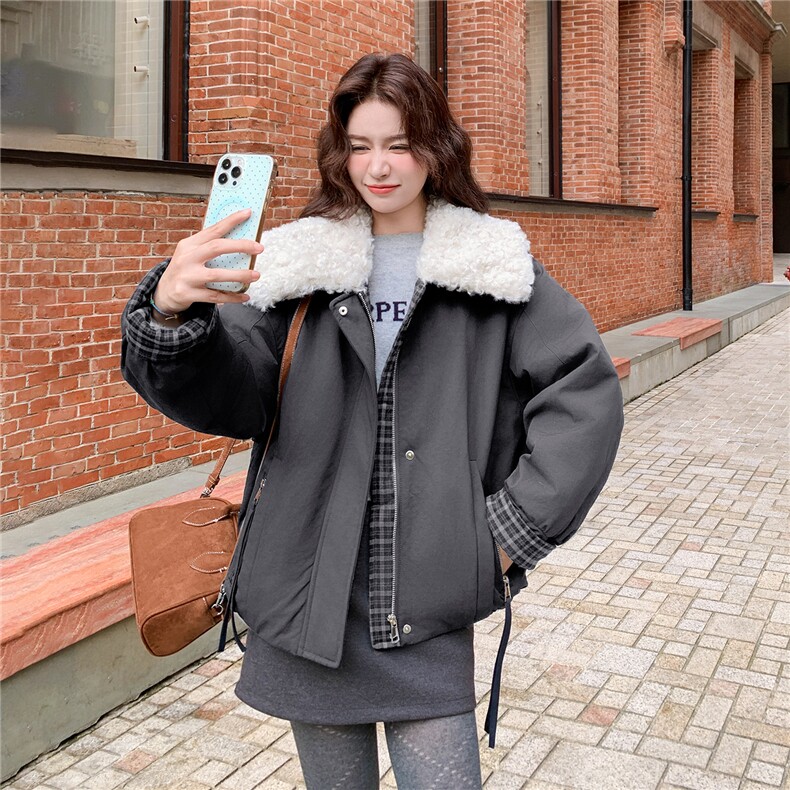 现货主推加厚羊羔毛休闲派克服1813款P245-K325,女装派克服,2B142