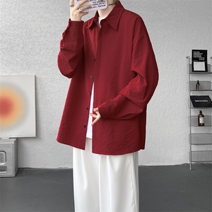 8XL-M泡泡纱盐缩肌理长袖衬衫男夏季冰丝外套防晒衬衣CS29007P40图片