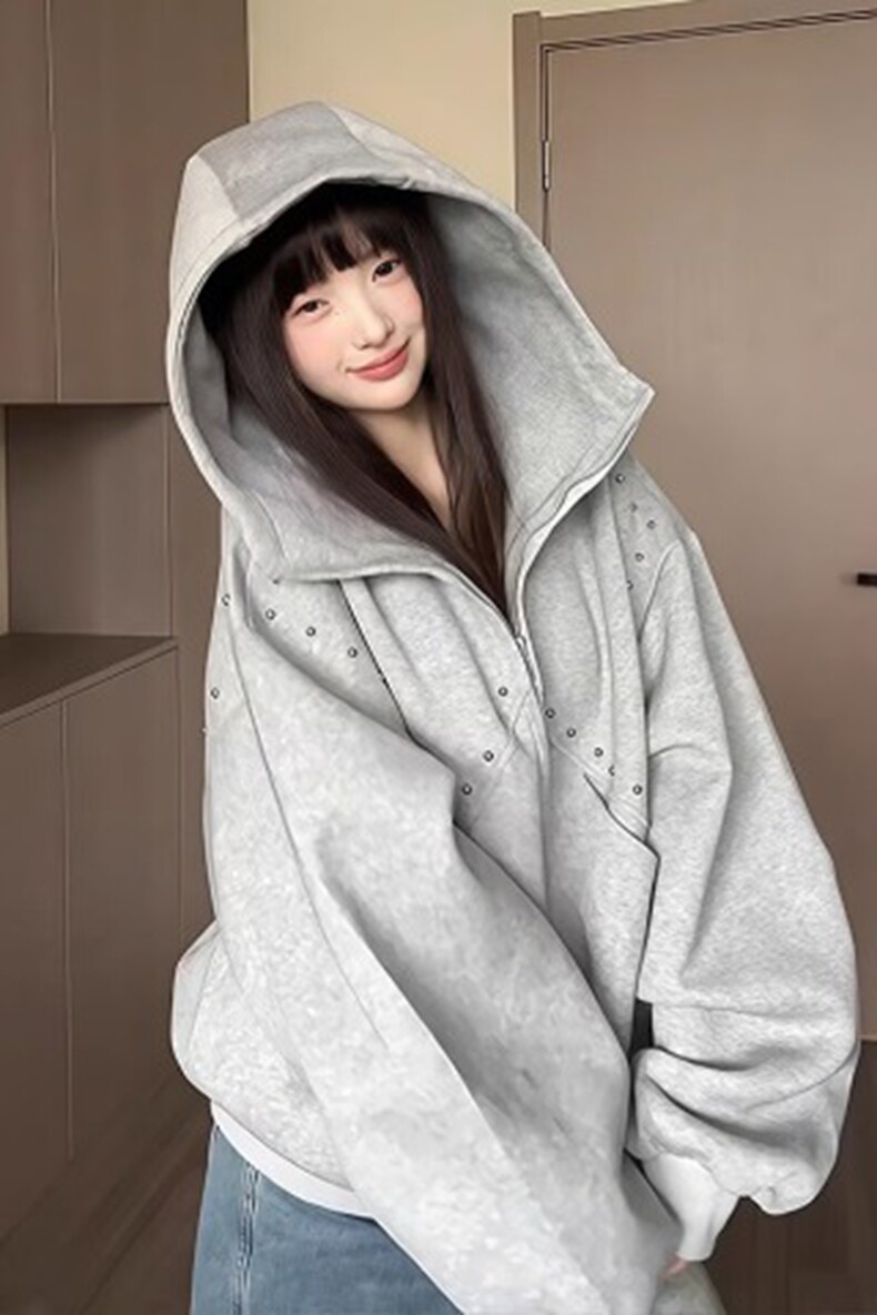 高街美式秋冬季连帽拉链开衫卫衣男纯色上衣情侣休闲百搭短款外套,女装短外套,星座218-8