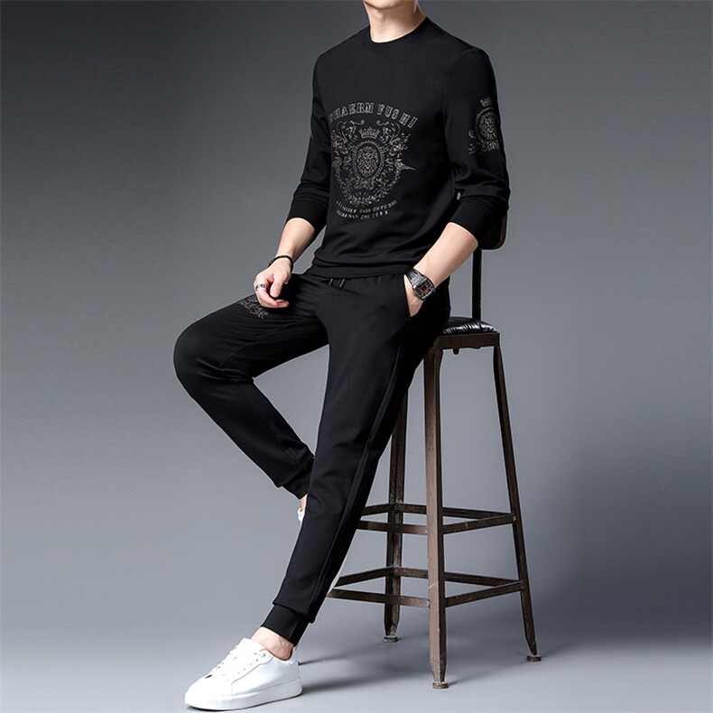 卫衣服男士2023新款春秋季中年潮商务休闲时尚运动两件套装,男装休闲套装,电商B212（原钱塘6029）