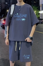 ！2023夏季新款男士华夫格短袖T恤套装潮流一套HTZ02P50，男装T恤，电商B220