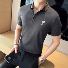2024夏季新款英伦风高品质修身刺绣POLO衫冰丝短袖T恤男D251-p48，男装T恤，电商D303