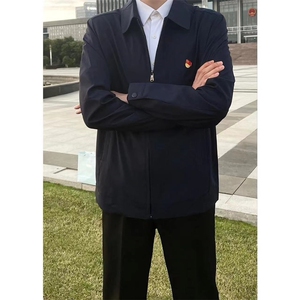 网红同款秋季拉链行政夹克男气质百搭潮流宽松休闲帅气商务外套男图片