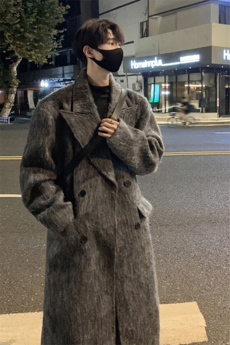 毛呢大衣男中长款韩系秋冬装高级感痞帅炸街风衣外套812F639-P138,男装风衣,星座812