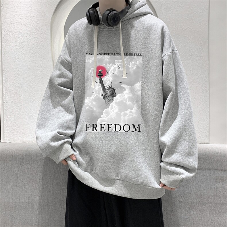 纯棉连帽卫衣男大码运动帽衫宽松薄WY2326-P35 加绒款-P40图片