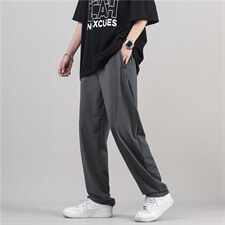 夏季冰丝薄款休闲韩版潮流ins卫裤阔腿西裤运动九分裤K1273-P38，男装休闲裤，星座512-4