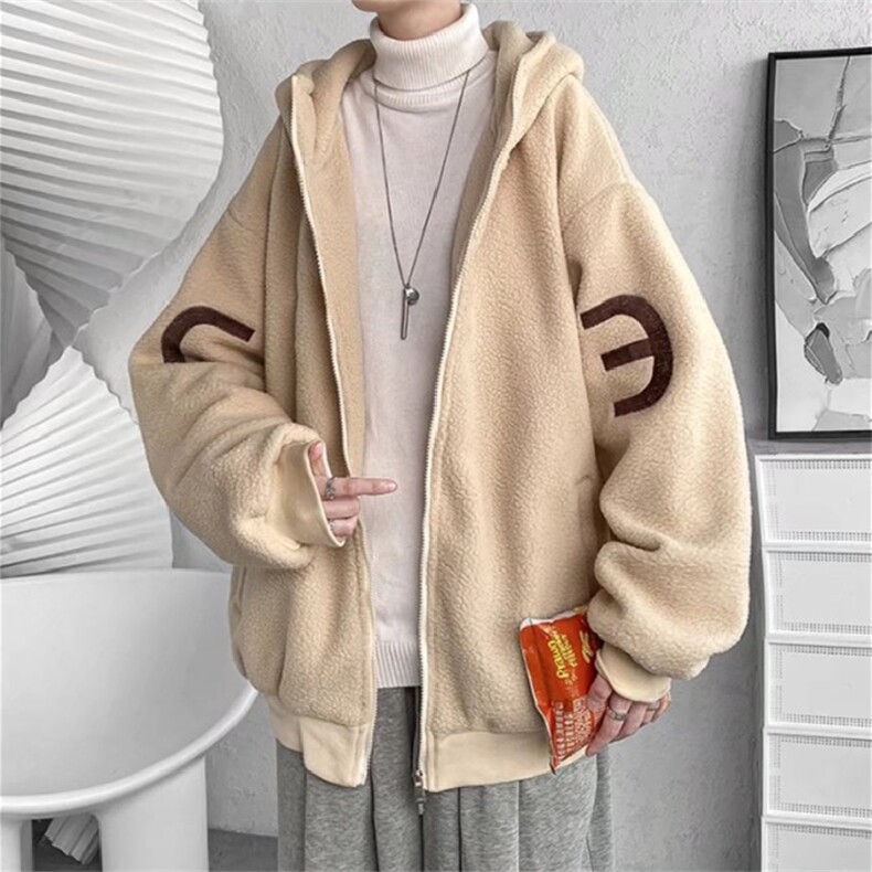 大码M-3XL 秋冬季外套男加厚加绒摇粒绒宽松冬装夹克  W2351-P70图片