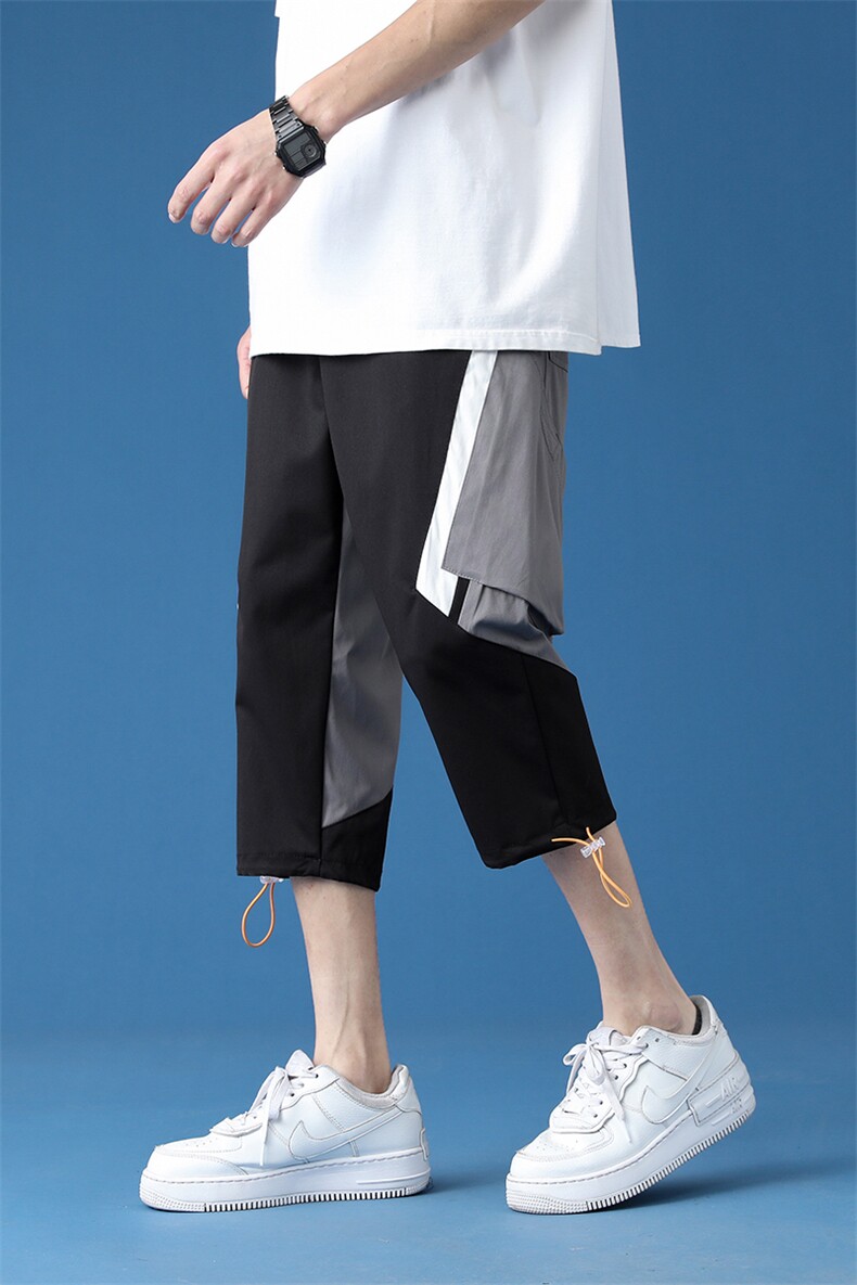 7XL-M港风七分裤男2023夏季新款中性风男女中裤工装休闲裤加大码,男装休闲裤,钱塘717(原712)