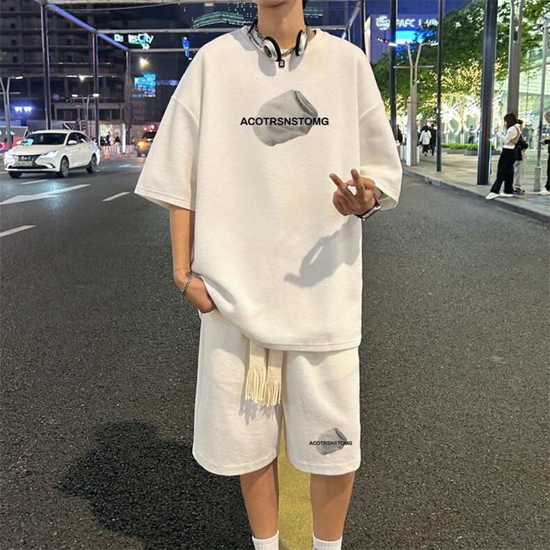 套装！ 华夫格套装短袖T恤短裤男 TZ239-特P 38图片