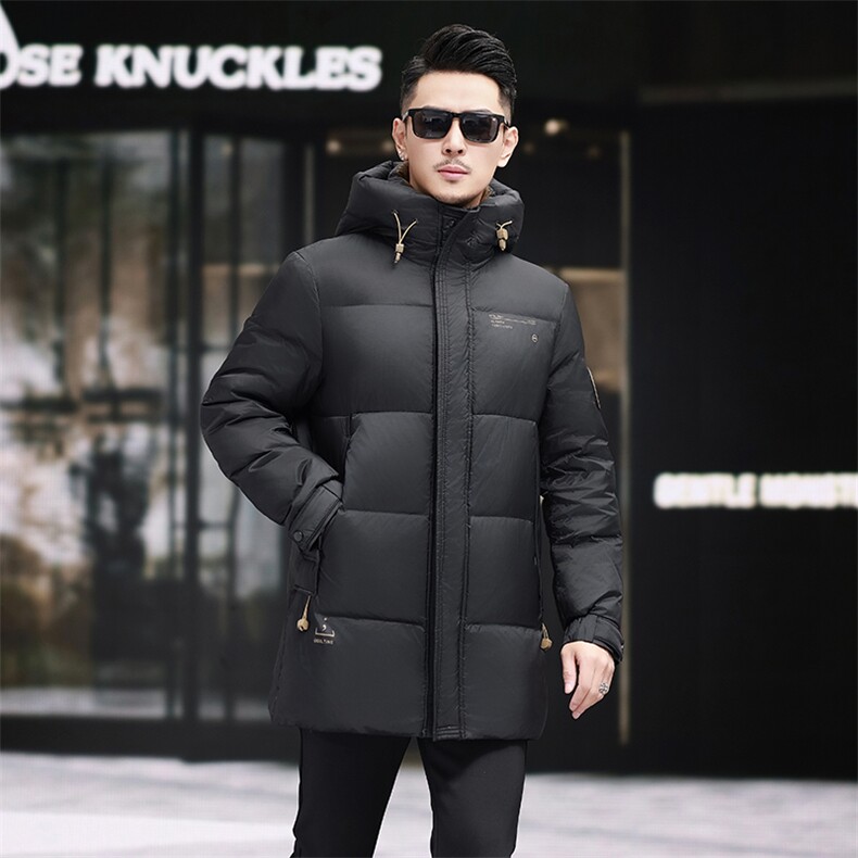 冬季2024加厚羽绒服男高端潮服白鸭绒加厚中长款防寒时尚连帽外套,男装羽绒服,钱塘6003（原4033）