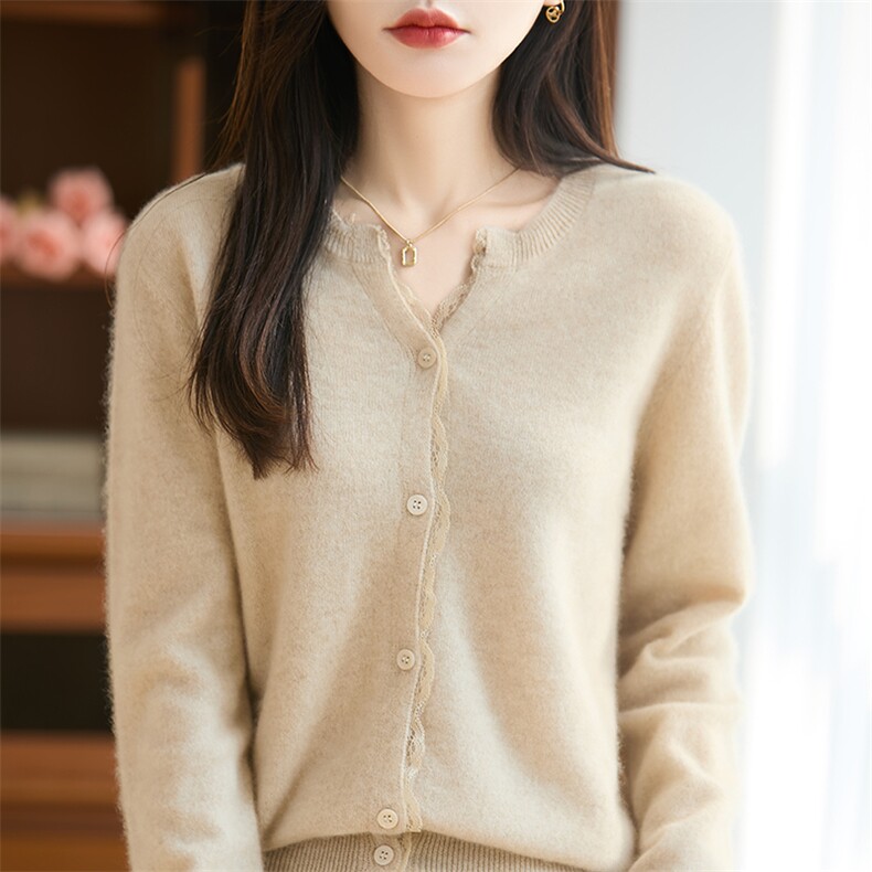 2025年秋季单件通勤长袖长袖羊毛开衫,女装羊毛衫,贝美羊绒