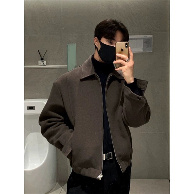 706-2-C1970-P108现货冬季韩版男短款毛呢大衣宽松双拉链外套，男装毛呢大衣，星座706-2