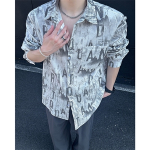 美式高街宽松衬衫潮流休闲上衣A086-CS2202-P40图片