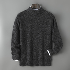 2025年秋季宽松型半高领加厚青春流行时尚百搭通勤简约休闲，男装羊毛衫，贝恒羊绒