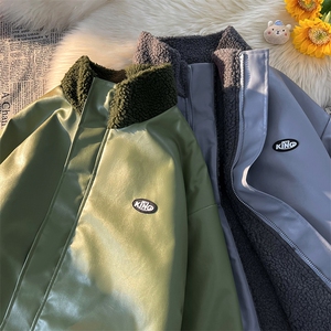 仿羊羔毛立领男士棉衣皮棉服潮流冬季加厚棉袄子A266-WMY612-P100图片