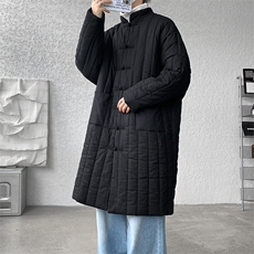 8XL-M风夹棉加厚棉麻复古禅意道袍棉衣中长款MY1704P128控158，男装棉衣，电商D206-1