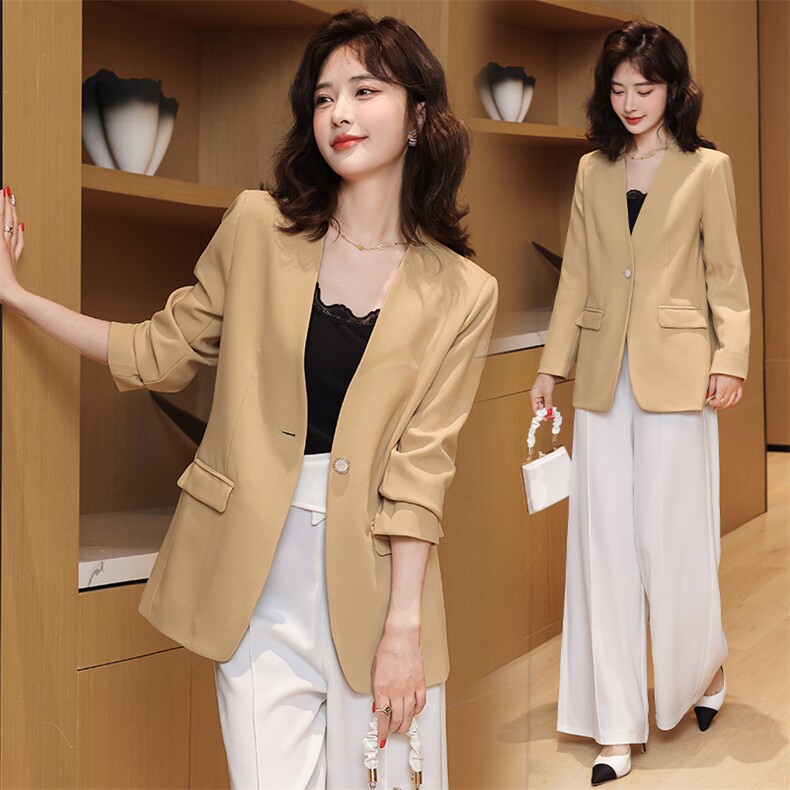 黑色西装外套女2024年春秋新款小个子休闲高级感炸街气质百搭外套，女装西装，火爆靓佳人