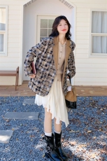 新款，格子重工刺绣提花拼麂皮绒西服B276-2532-P170-K258，女装西装，浙宝276（原081）