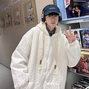 羊羔绒外套男士冬季棉袄子潮牌连帽棉服2024新款冬装棉衣图片