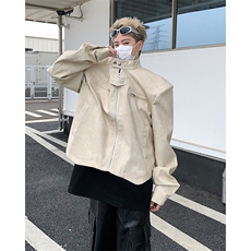 小众设计感短款夹克男春秋季美式做旧机车皮衣外套潮85422-p75，男装夹克，星座1008