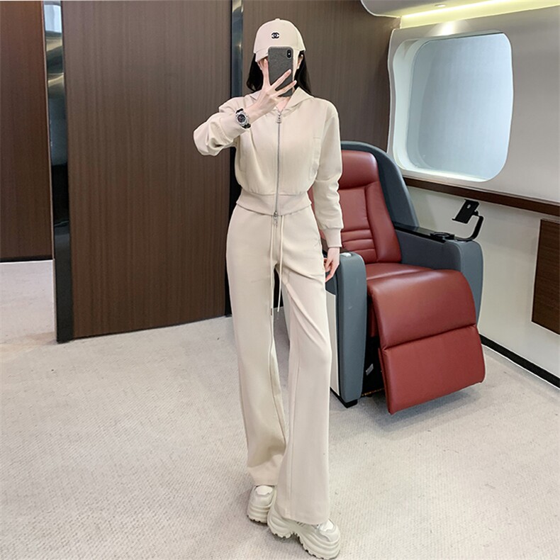盐系休闲运动修身显瘦高腰卫衣卫裤套装女,女装套装/套裙,江南