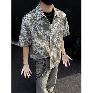 现货！夏季古着莽纹短袖衬衫男抖音得物可送样-EX50555-特P30图片