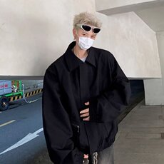 2327-P65飞行员夹克外套男垫肩秋季2025新款潮牌翻领工装行政，男装夹克，电商B323A