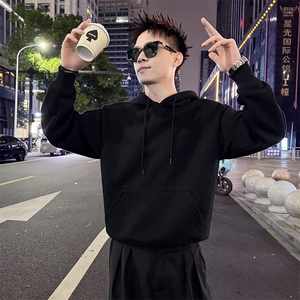 360g 重磅棉感加绒款男潮牌纯色套头连帽卫衣8024P58图片