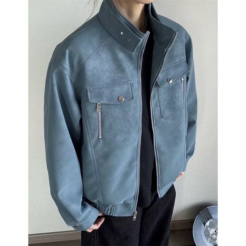 网图慎用春秋款皮夹克情侣休闲外套JK306-1P65,男装夹克,星座1904A