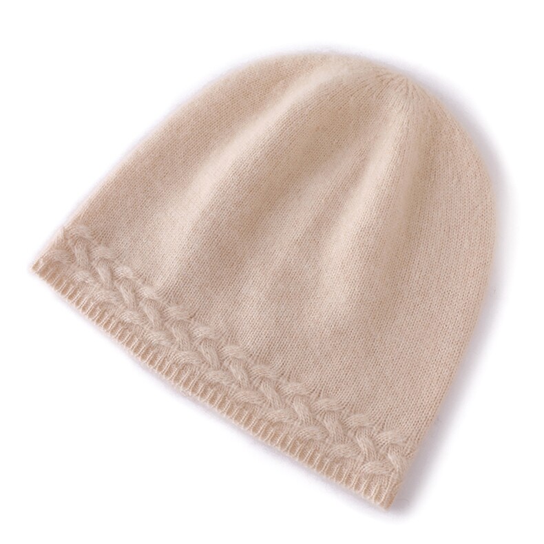 秋冬新款纯色设计感百搭保暖帽子D23扭花边纹理35%针织帽，帽子，大洋妞羊绒二店