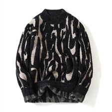 毛衣男慵懒风日系复古条纹拼色青年水貂绒针织衫FD6102P65，男装针织衫/毛衣，星座306A